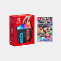 Nintendo Switch OLED Console Neon Blue Neon Red Bundled With Mario Kart 8 Deluxe in Qatar