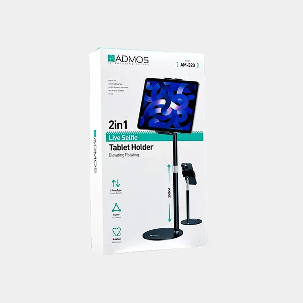 ADMOS 2-in-1 Selfie Tablet Holder AM-320 - Black in qatar