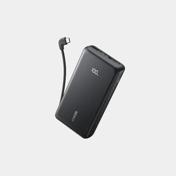 Anker Zolo 20000mAh Power Bank with Built-In USB-C Cable | 22.5W Fast Charging | Durable Cable 10,000+ Bends | Charge 3 Device | Compatible with Smartphones, Tablets, Earbuds, Smartwatches, Fitness Bands | A110EH11 - Black