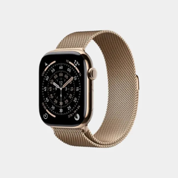 Apple Watch Series 11 GPS + Cellular 46mm Gold Titanium Case with Gold Milanese Loop S/M -  MFD74