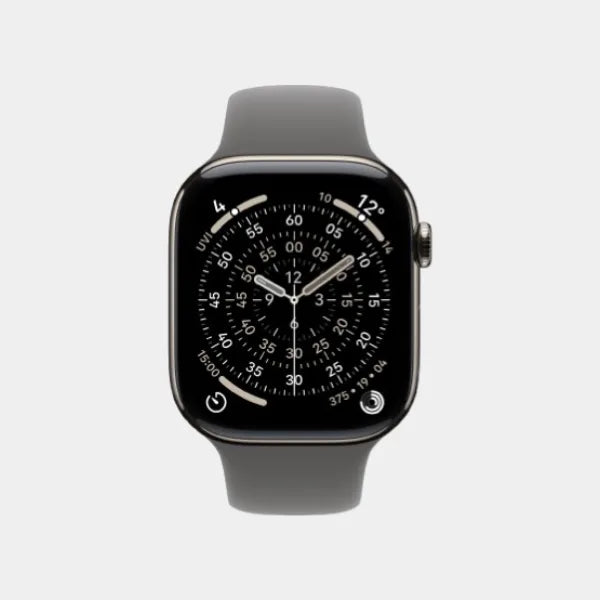 Apple Watch Series 11 GPS + Cellular 46mm Natural Titanium Case with Stone Grey Sport Band S/M - MFCW4