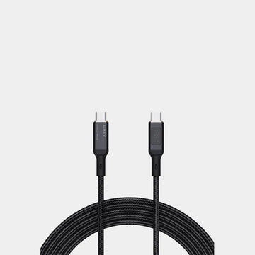 Aukey 1.8M 100W Nylon Braided USB C To USB C Cable With LCD Display Black , CB-MCC102 BK