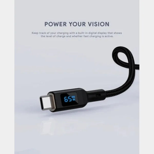 Aukey 1.8M 100W Nylon Braided USB C To USB C Cable With LCD Display Black , CB-MCC102 BK in qatar