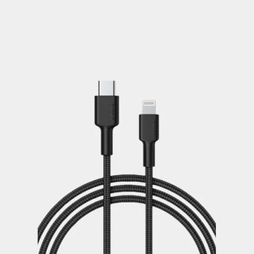 Aukey CB-NCL2-BK Black 1.8m Nylon Braided USB C to Lightning Cable