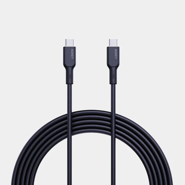 Aukey CB-SCC101 Black 1m 100W Silicone USB C to USB C Cable