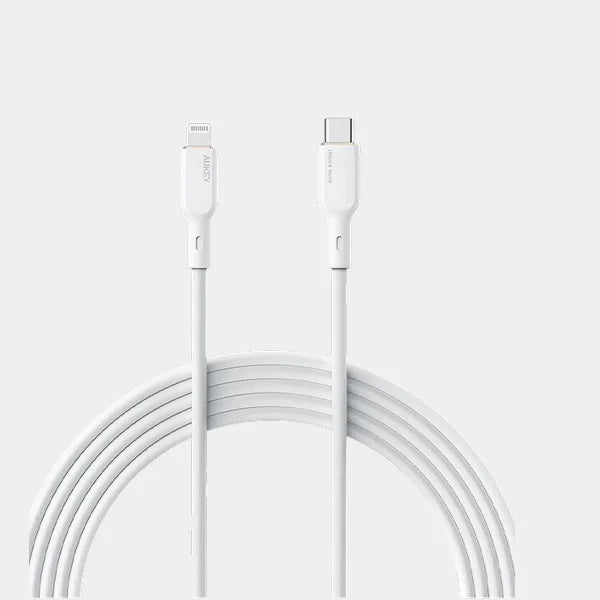 Aukey CB-SCL1-WH White 1m Silicone USB C to Lightning Cable