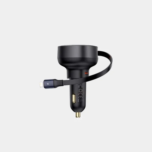 Baseus Enjoyment Pro Car Charger C + Lightning Retractable Cable 55W - Black