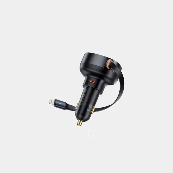 Baseus Enjoyment Pro Car Charger C + Lightning Retractable Cable 55W - Black in qatar