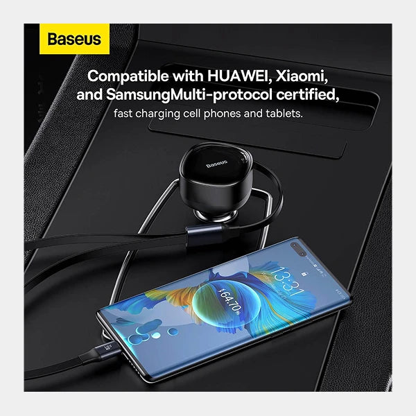 Baseus Enjoyment Retractable 2-In-1 Car Charger C+C 33W price in qatar