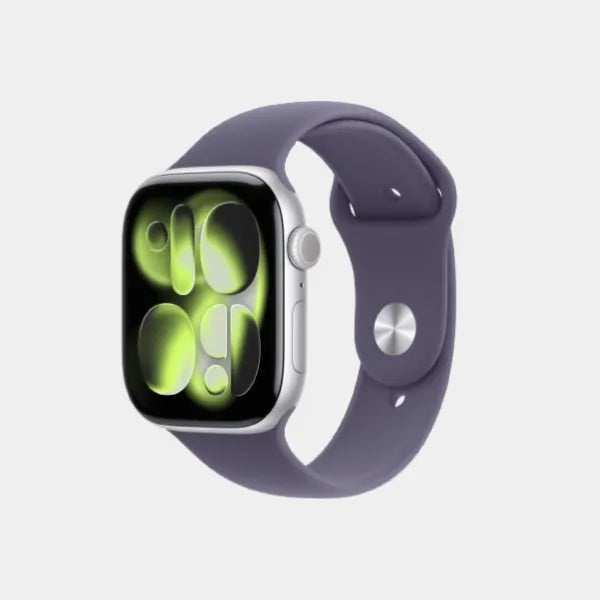 Apple Watch Series 11 GPS + Cellular 46mm Silver Aluminium Case with Purple Fog Sport Band M/L - MFCR4