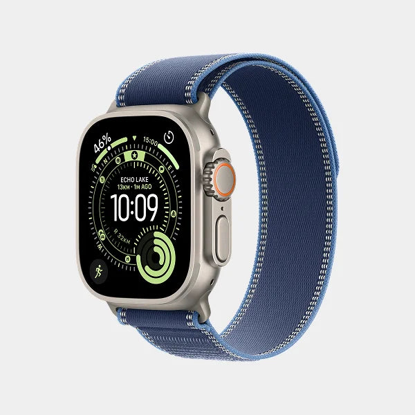 Apple Watch Ultra 3 GPS + Cellular 49mm Blue/Bright Blue Trail Loop S/M - Natural Titanium Finish - MF1N4ZP/A