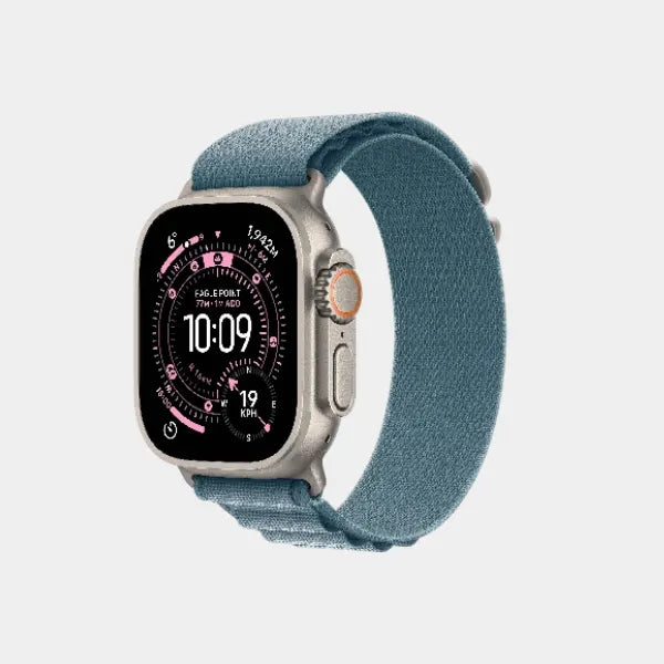 Apple Watch Ultra 3 GPS + Cellular 49mm Natural Titanium Case with Light Blue Alpine Loop Large - MEWP4