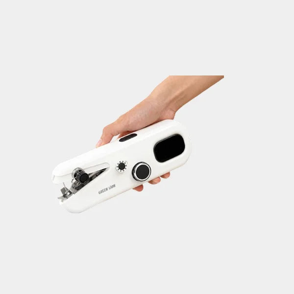 Green Lion Handheld Sewing Machine Portable, Easy One-Hand Use, USB-C, Starter Kit - White