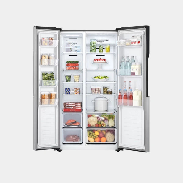 LG 566L Side by Side Refrigerator | Total No Frost | Multi Air Flow | Touch LED Display | Smart Inverter Compressor | Tempered Glass - Silver