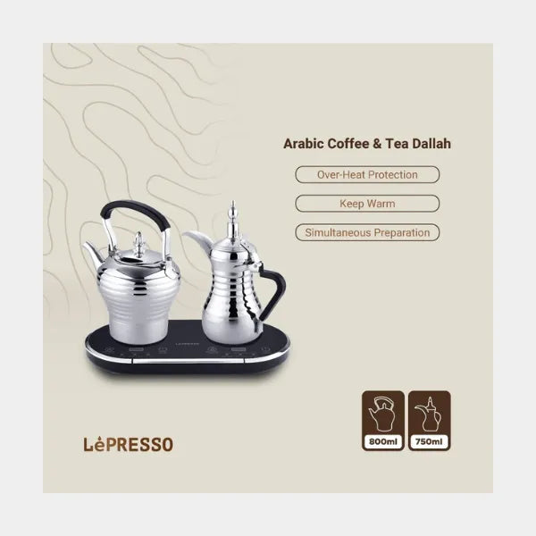 LePresso Dallah Arabic Coffee & Tea  Programmed For Optimal Brewing - Silver