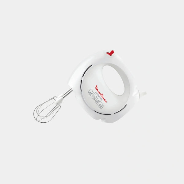 Moulinex Hand Mixer | 200W | 2 Speeds | 2 Stainless Steel Whisks | 2 Plastic Whisks | HM250127