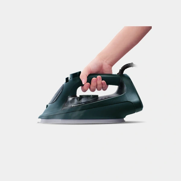 Panasonic Steam Iron, 2400W, Ceramic soleplate, Anti-Calc System, Adjustable Steam Settings, Continous Powershot, Lightweight design for effortless wrinkle removal & Anti-Drip |NI-U450GTH