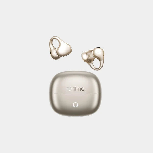 Realme Buds Clip Open Ear Wireless Earbuds with 11mm Dual Magnet Drivers, 3D Spatial Audio, 36H Playtime - Titanium Gold