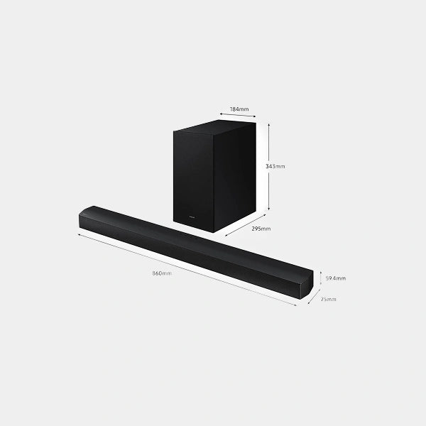 Samsung B-series Soundbar | B650D | 3.1 inch | Subwoofer | Dolby Audio/DTS Virtual:X, Built-in Center Speaker | Adaptive Sound | HW-B650D/ZN - Black