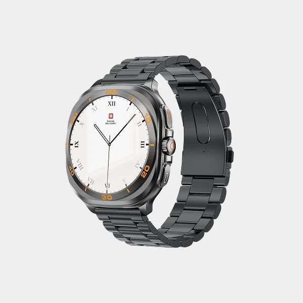 Swiss Military DOM7 Smart Watch (SM-WCH-DOM7-GUNF-BLKSTL ) - Gunframe With Black Metal Strap