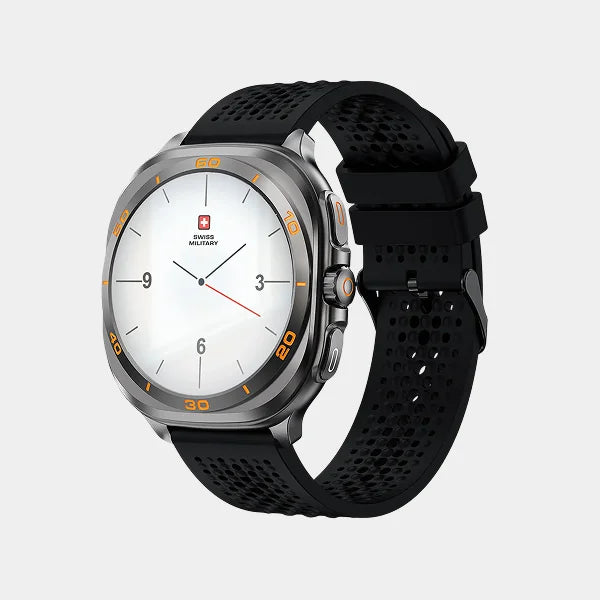 Swiss Military DOM 7 Smart Watch | 1.43" AMOLED Display | IP67 | Wireless Charging | SM-WCH-DOM7-GUNF-BLKS - Gunmetal Frame with Black Siliconstrap
