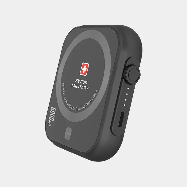 Swiss Military Wireless Magnetic Power Bank 5000mAh 3 in 1 Charging - Black