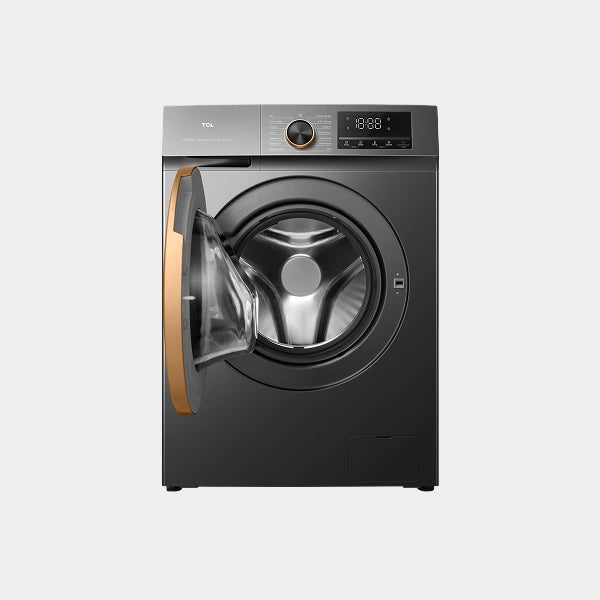 TCL 8Kg Front Load Washing Machine | 1200 RPM | Direct Drive Inverter Motor | 15 Programs | Drum Clean | Delay Start | Child Safety Lock | Honeycomb Drum | P208FLG - Grey