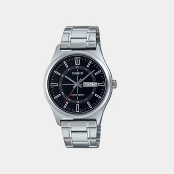 Casio Men's Watch, Black Dial Silver Stainless Steel Strap, MTP-V006D-1CUDF