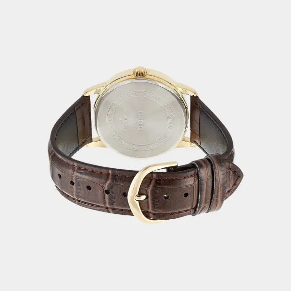Casio Men's Watch Quartz Black Dial Brown Leather Strap Date MTP-V002GL-1BUDF
