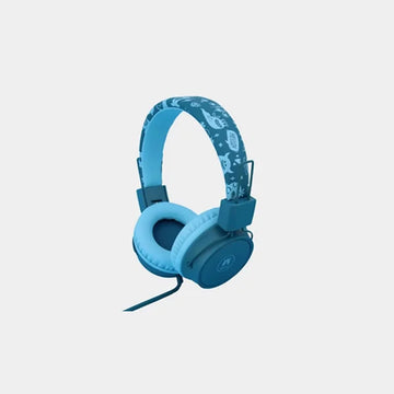 DCU Tecnologic Wired Kids Safe Headphones | 40mm Drivers | 85dB Volume Limit | 3.5mm Jack | Foldable Design | Soft Ear Pads | In-line Mic | Compatible with Tablets & Laptops | 34152530 – Green/Blue