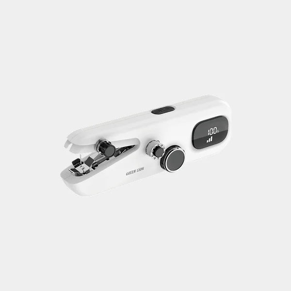 Green Lion Handheld Sewing Machine Portable, Easy One-Hand Use, USB-C, Starter Kit - White