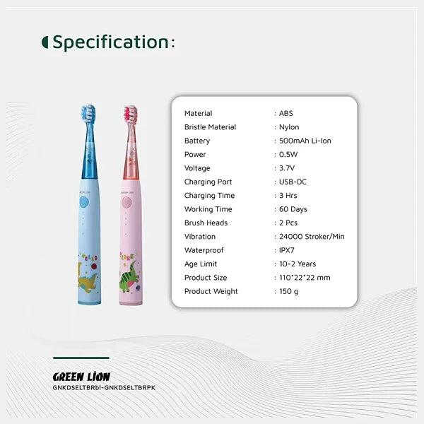 Green Lion Kids Electric Toothbrush - Pink in qatar