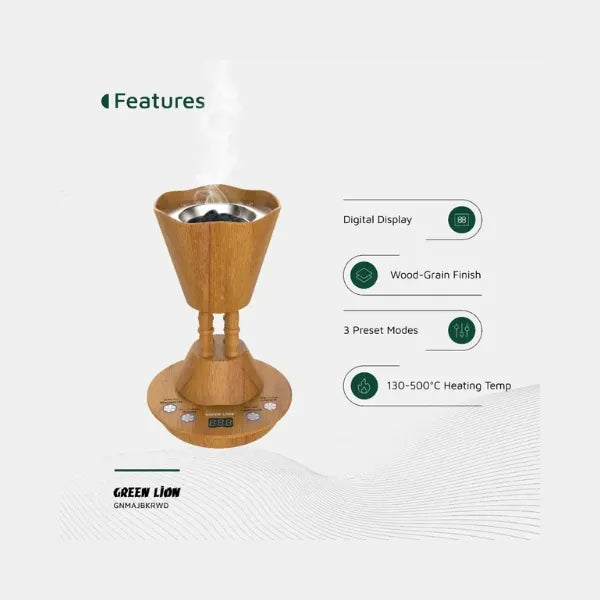 Green Lion Majlis Electric Bakhour Burner - Wooden