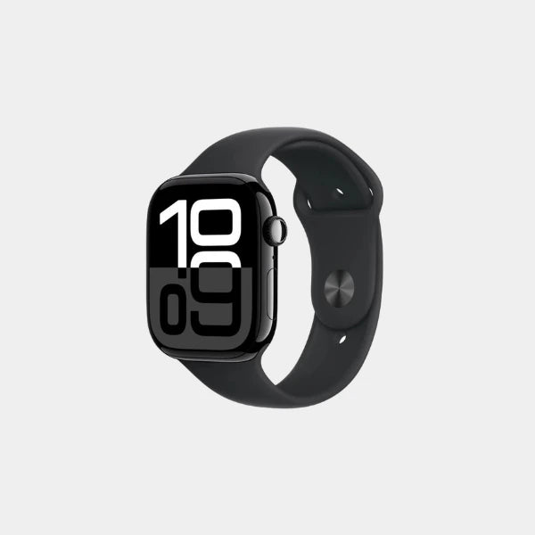 Apple Watch Series 10 GPS + Cellular 46mm Jet Black Aluminium Case with Black Sport Band - M/L - MWY43