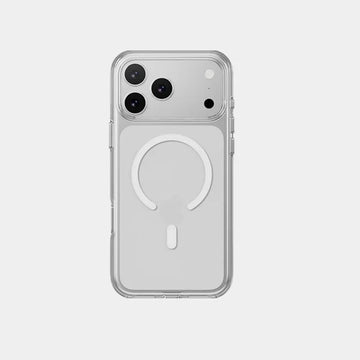 Mageasy Bright M Never Yellowing Protective Clear Case With Independent Metal Buttons For Iphone 17 Pro Max|MPH17M394WN25-Transparent/White Ring