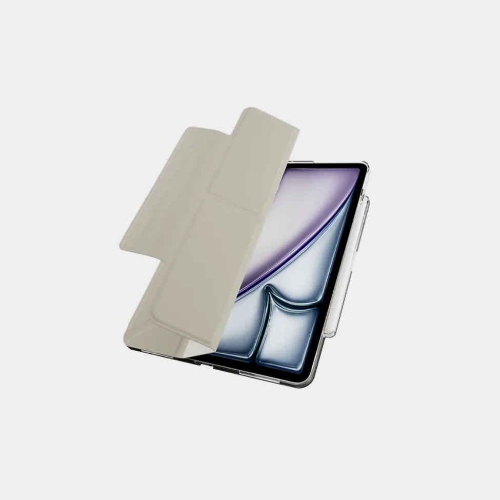 Mageasy Facet Case with Pencil Holder for 2024 iPad Air 13"/2022~2018 iPad Pro 12.9" - Starlight White