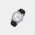 Men's Leather Analog Quartz Watch MTP-V006L-7BUDF - Black qatar