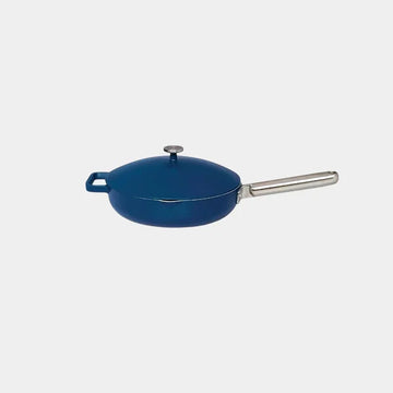 Nutricook One Pan 26cm|Cast Aluminum| w/Self-Basting Lid|Steamer Basket| Silicone Spatula,Ceramic Non-stick Coating| Oven Safe, Induction Safe| Designed in California|NC-OP126B- Blue
