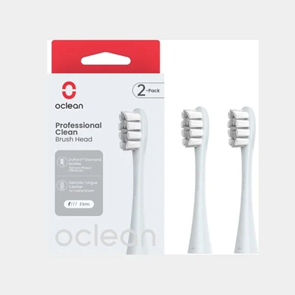 Oclean Professional Clean Brush Head | 2 Pack | Delicate Tounge Cleaner | Diamond-Ground Bristle | C04000272 - Silver