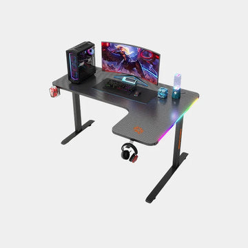 Porodo Gaming Xcommand Carbon Fiber Gaming Table with RGB Lights & Holders - Black