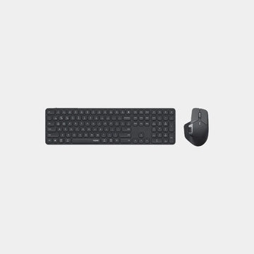 Rapoo 9560M Multi-mode Wireless Optical Mouse and Keyboard | Bluetooth 4.0/5.0 and 2.4GHz | Multi-Device Switching | 110 Key Scissor Keyboard | Adjustable 800-4000 DPI | USB-C Charging | Windows and Mac - Dark Grey