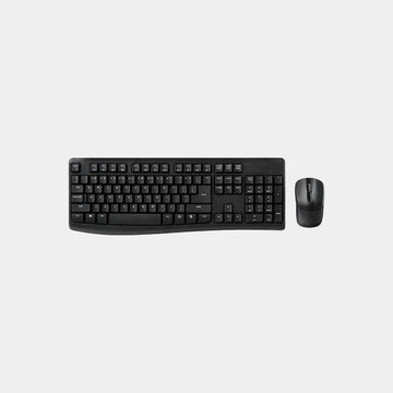 Rapoo X1800Pro Wireless Keyboard and Optical Mouse | Spill Resistant English Arabic Keyboard | 1000 DPI Sensor Mouse - Black