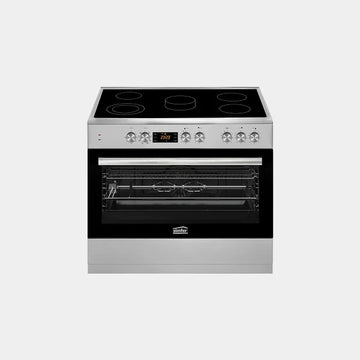 Simfer  90X60 Ceramic Cooker| Gray Ceramic Oven + Catalytic Coating| Convection Fan| 5 Heating Zone| Removable Oven Glass| Telescopic Legs| Round Baking Tray | SMF9067VCM