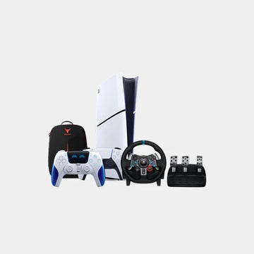 Sony Playstation Ps5 Console Digital 825GB/Logitech G29 Driving Force Racing Wheel With Pedal/Sony PS5 DualSense Wireless Controller Astro Bot Limited Edition Angry Bull PS5 Bag Pack For PS5- (Combo Offer)