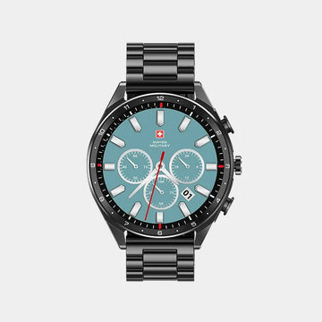 Swiss Military DOM Musical Series 1 with Built-in TWS Smartwatch | 1.39-inch Display | Gun Metal Frame | IP67 IP Rating | Fitness and Sleep Monitoring | SM-WCH-DOM-MUS1-GUNMF-BLKMS -  Black Metal Strap