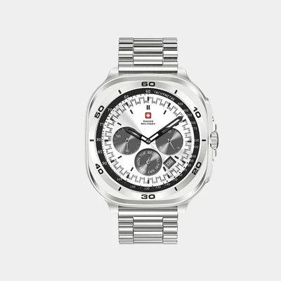 Swiss Military Dom7 Smartwatch Silver Frame with Silver Metal Strap