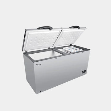 TCL 660 Litre Chest Freezer| Double Door|Super Freezer with Storage Basket|  F660CFSL-  Silver