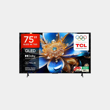 TCL 75 Inch 4K QLED| HDR10+| Google TV| DCI- 450Nits Peak| HVA Panel| AiPQ| 120Hz Accelerator| 2.1HDMI| Game Master| Dolby V&A| Apple HomeKit |75T6D