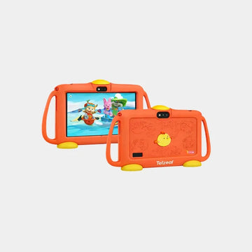 Telzeal P600 Kids Tablet |7 Inch HD Display| 6GB RAM 128GB Storage| Android 10.1 OS| Dual SIM| 3000mAh Battery -Orange
