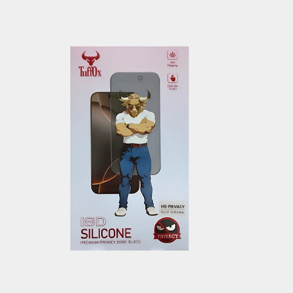 Tuffox  18D Silicone Plus Premium  Edge Glass  for  iphone  15 Pro  Max - Privacy